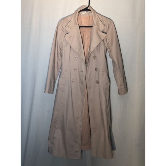 Freddi Gail Woman's Trench Coat Size 7 Double-Breasted Beige Collared Travel - Picture 10 of 13